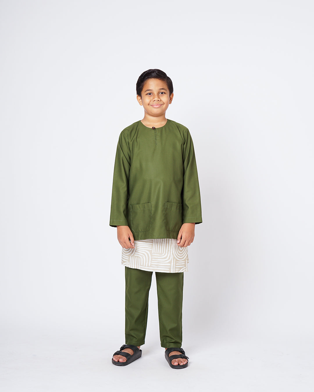 Bangsawan Baju Melayu Set Kids - OLIVE