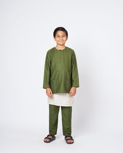 Bangsawan Baju Melayu Set Kids - OLIVE