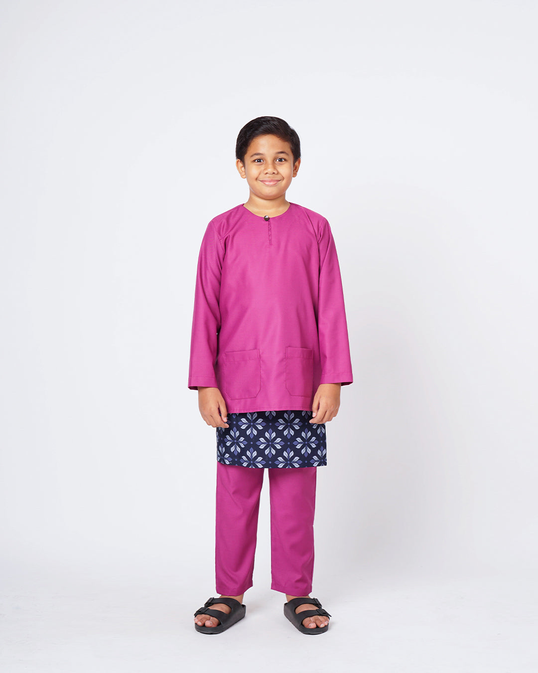 Bangsawan Baju Melayu Set Kids - MAGENTA