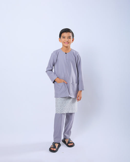 Bangsawan Baju Melayu Set Kids - SILVER