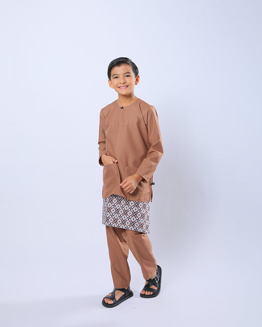 Bangsawan Baju Melayu Set Kids - BROWN