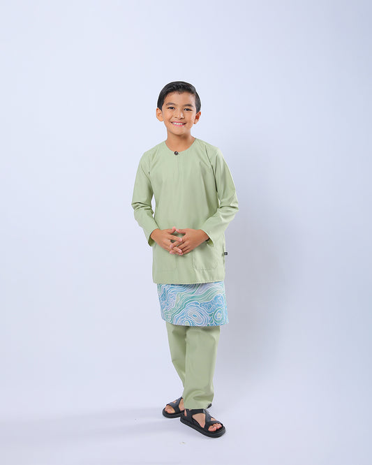 Bangsawan Baju Melayu Set Kids - LIME