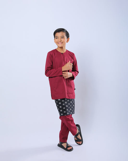 Bangsawan Baju Melayu Set Kids - MAROON