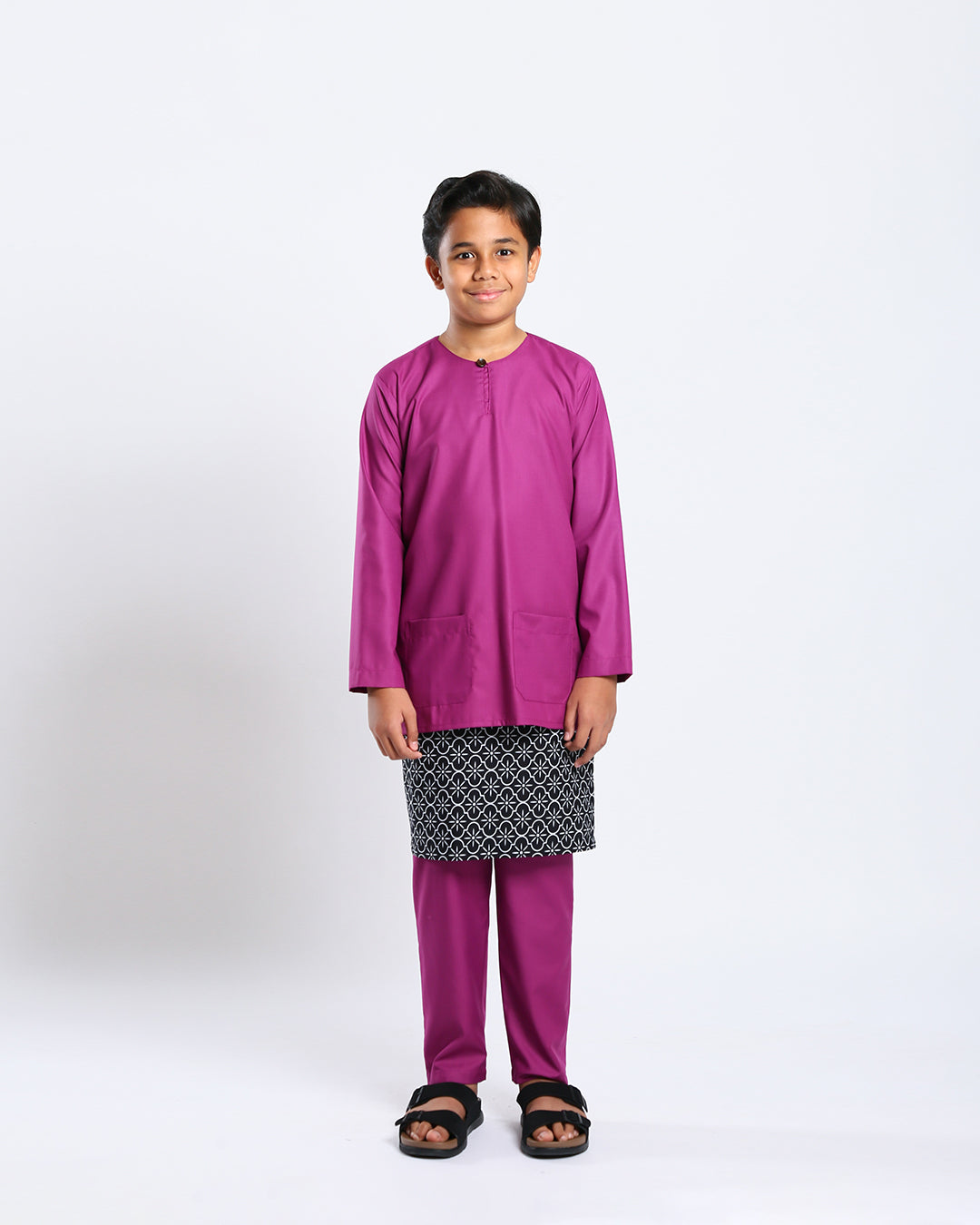 Bangsawan Baju Melayu Set Kids - MAGENTA