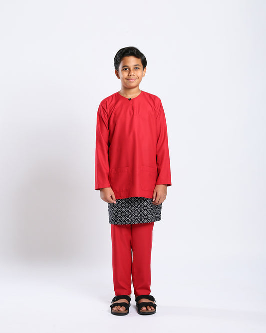 Bangsawan Baju Melayu Set Kids - RED