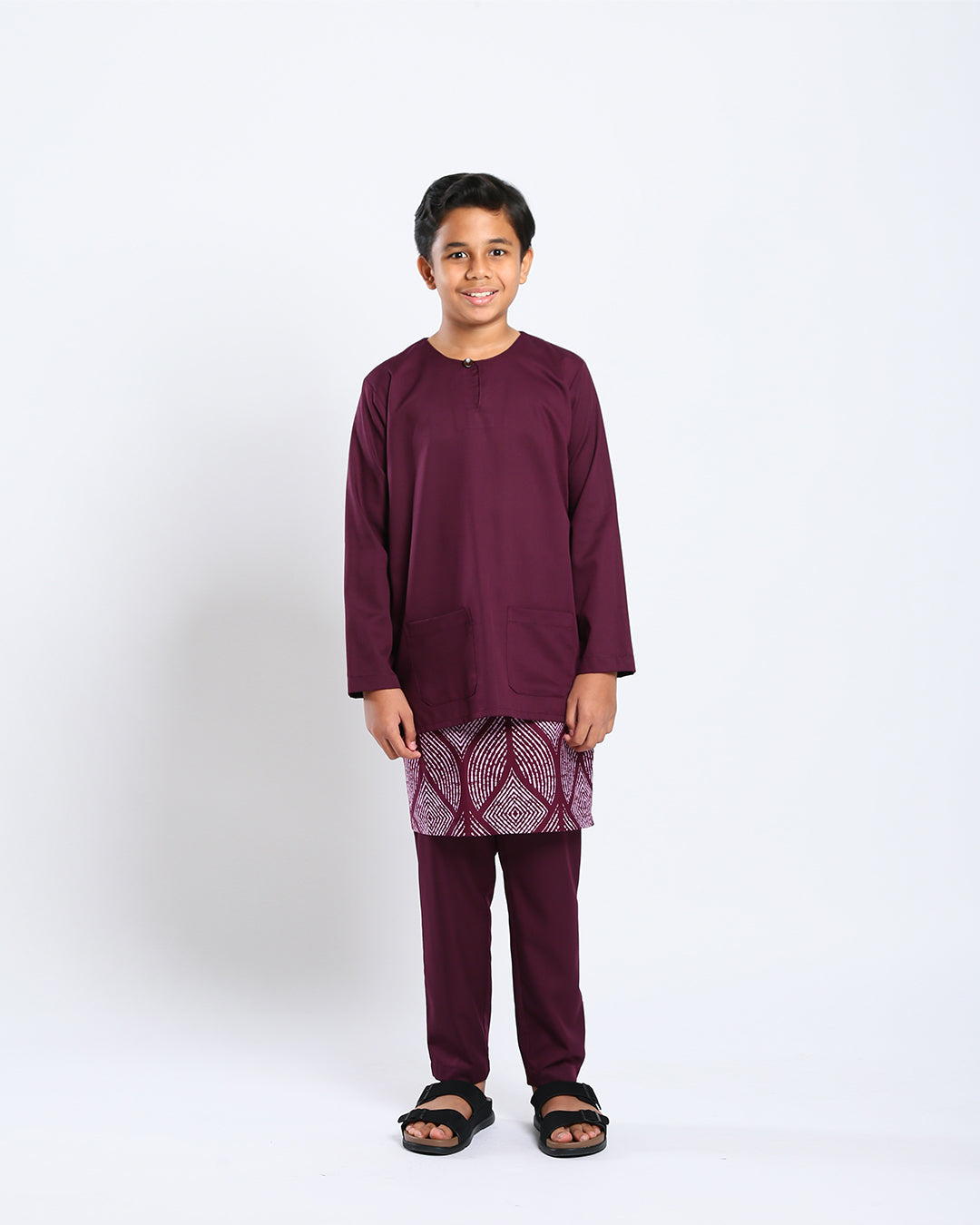 Bangsawan Baju Melayu Set Kids - BURGUNDY