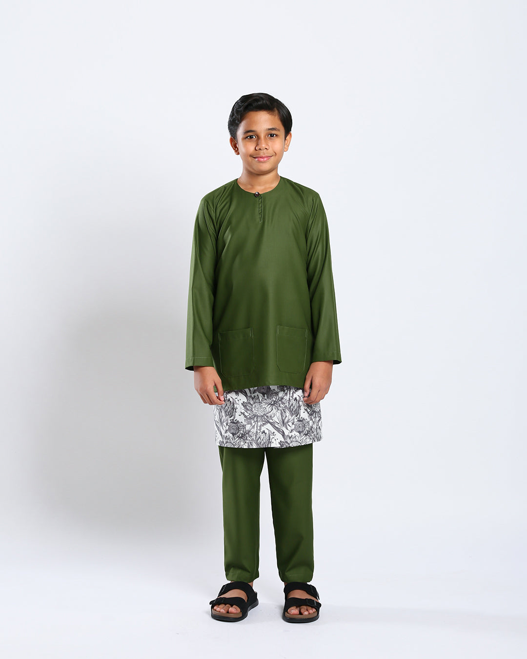 Bangsawan Baju Melayu Set Kids - OLIVE