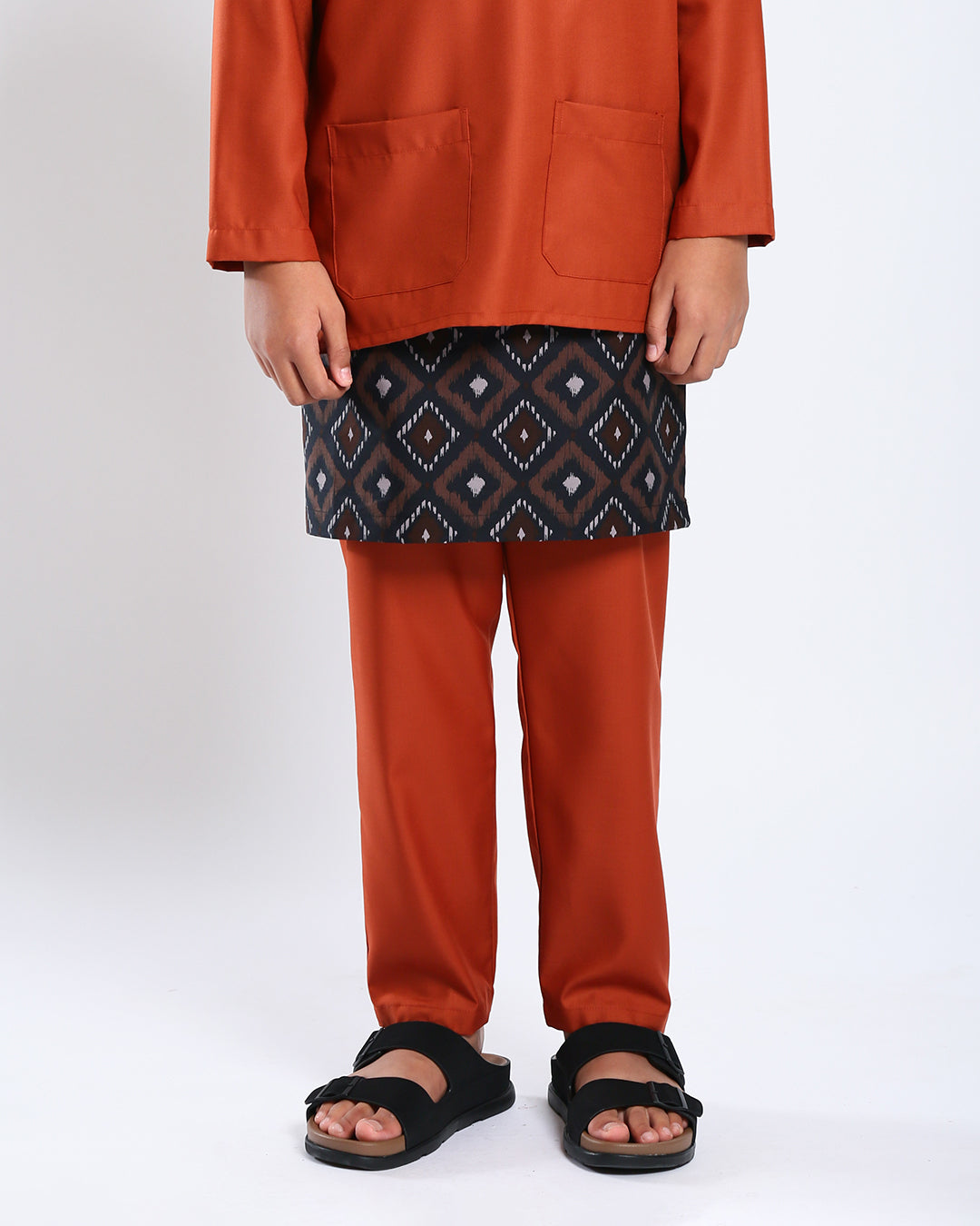 Bangsawan Baju Melayu Set Kids - BURNT ORANGE