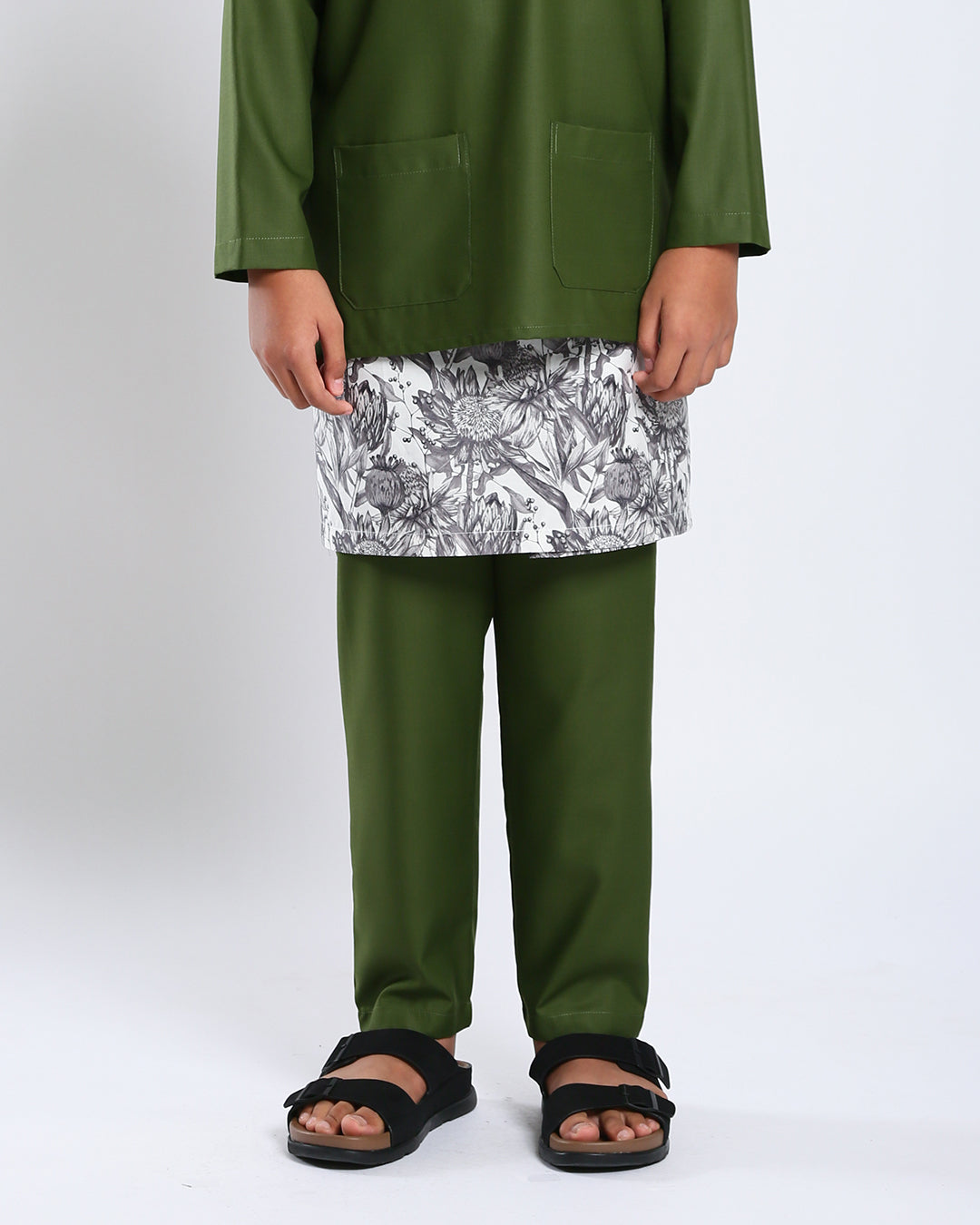 Bangsawan Baju Melayu Set Kids - OLIVE