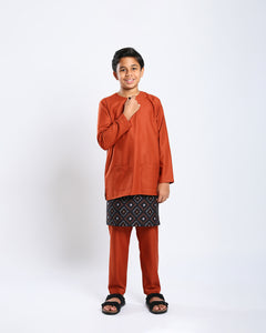 Bangsawan Baju Melayu Set Kids - BURNT ORANGE