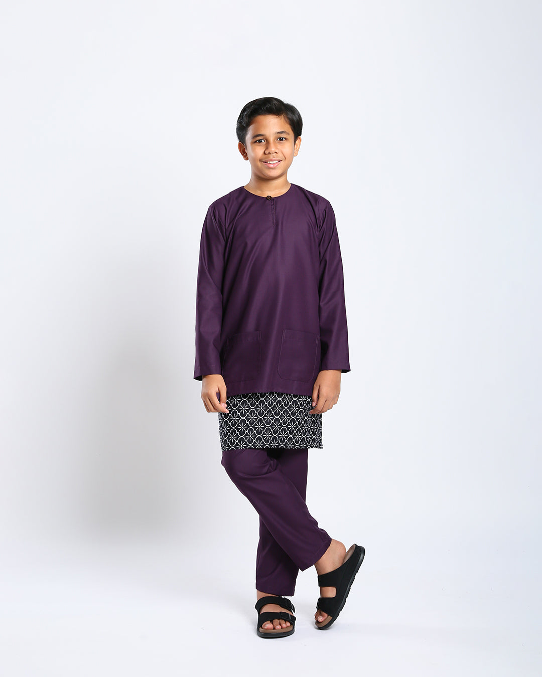 Bangsawan Baju Melayu Set Kids - ROYAL PURPLE