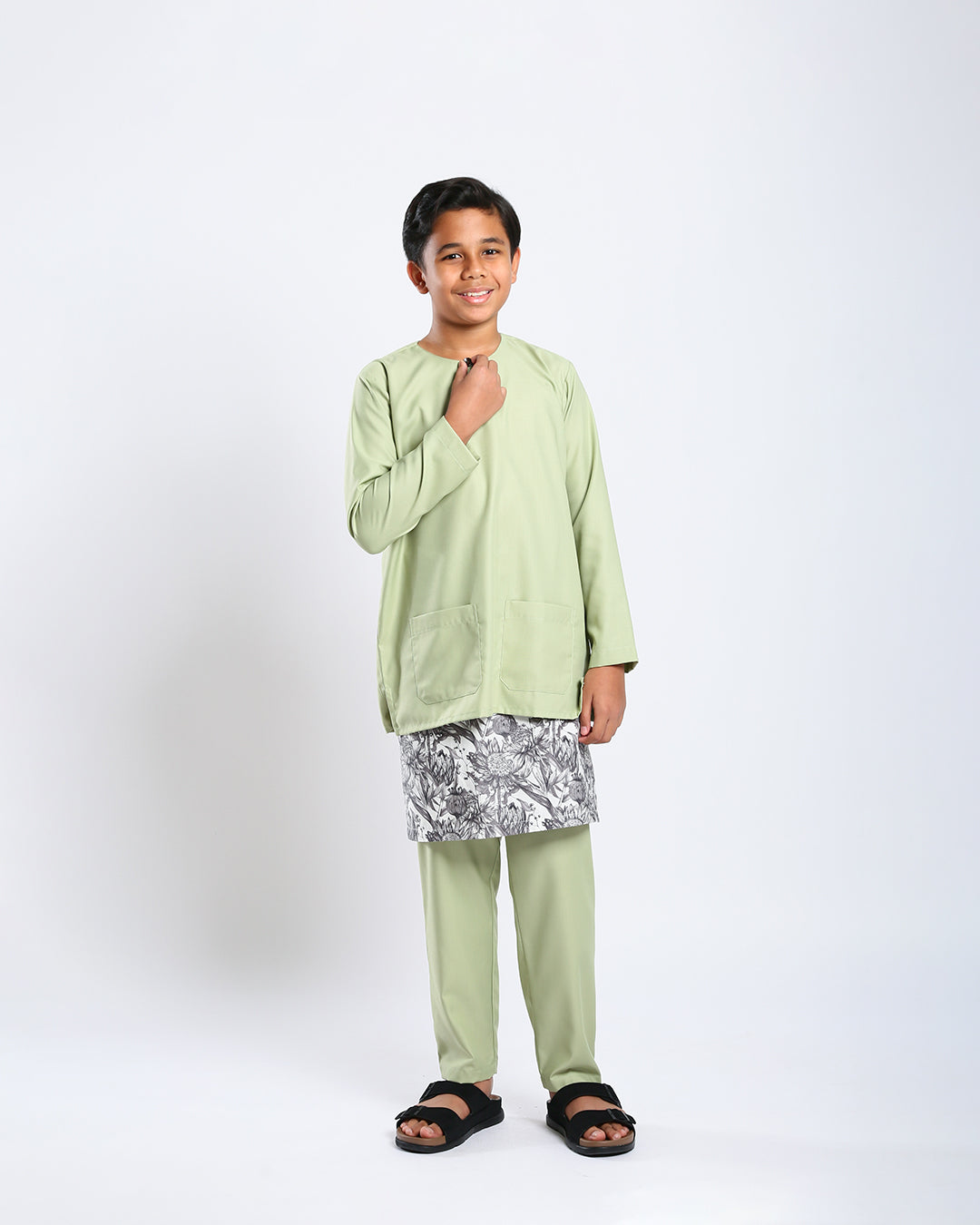 Bangsawan Baju Melayu Set Kids - LIME