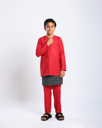 Bangsawan Baju Melayu Set Kids - RED
