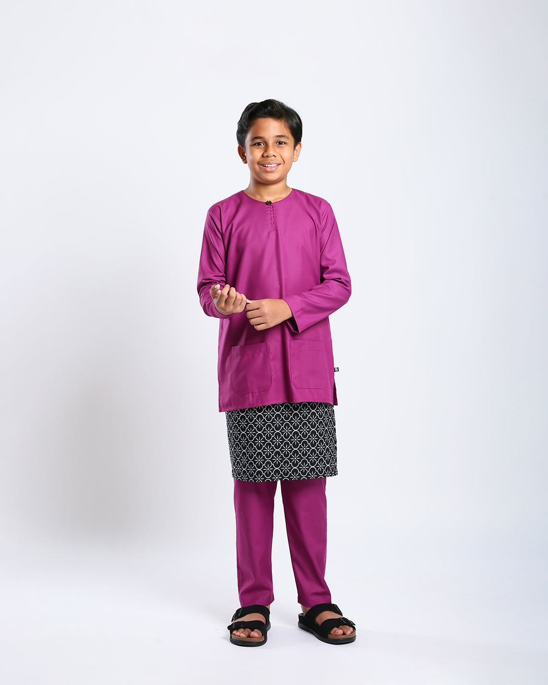 Bangsawan Baju Melayu Set Kids - MAGENTA