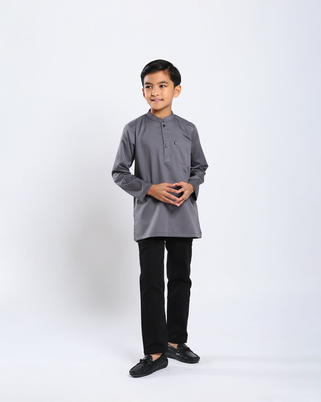 Sultan Baju Melayu Top Kids - GREY