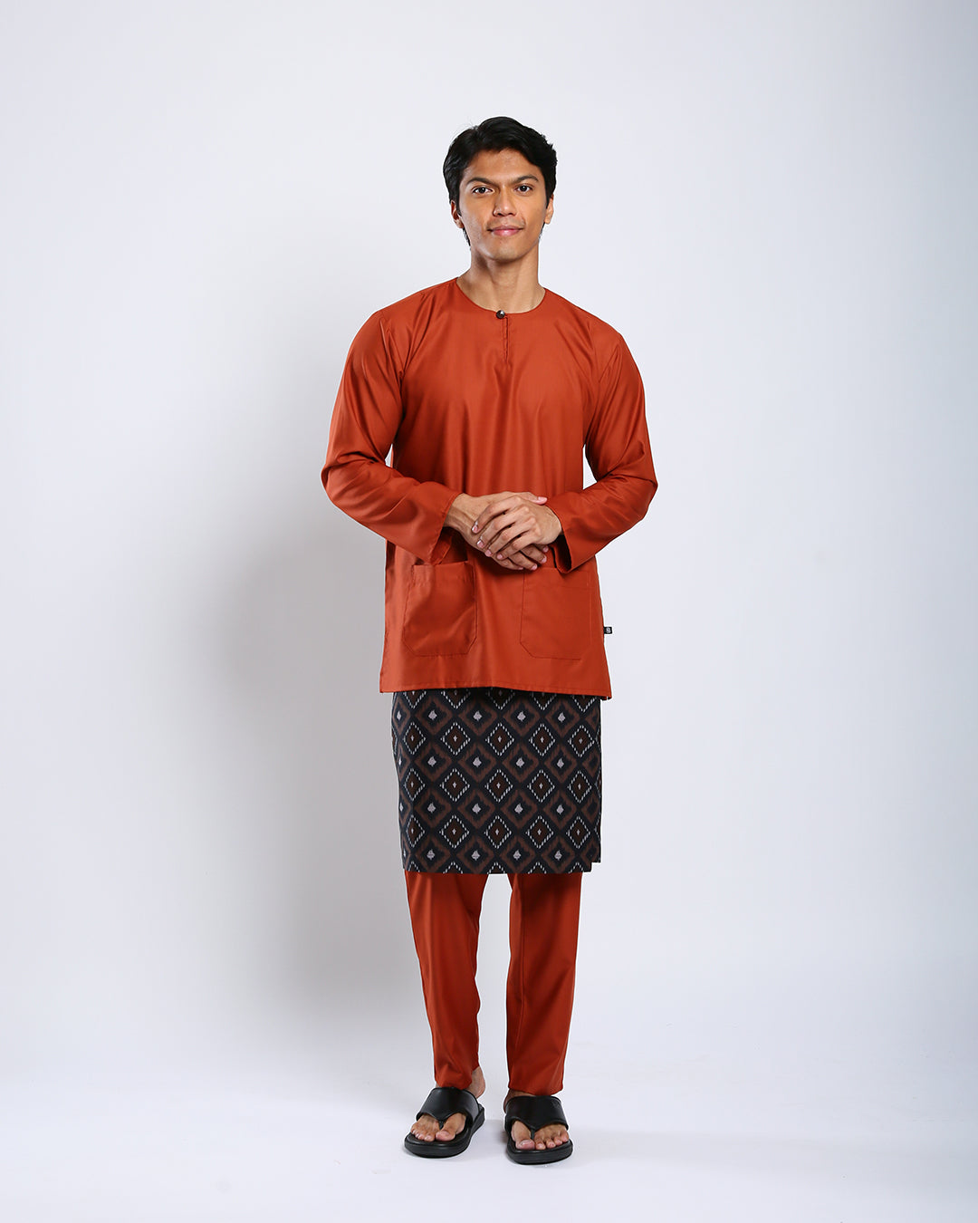 Bangsawan Baju Melayu Set Adults - BURNT ORANGE