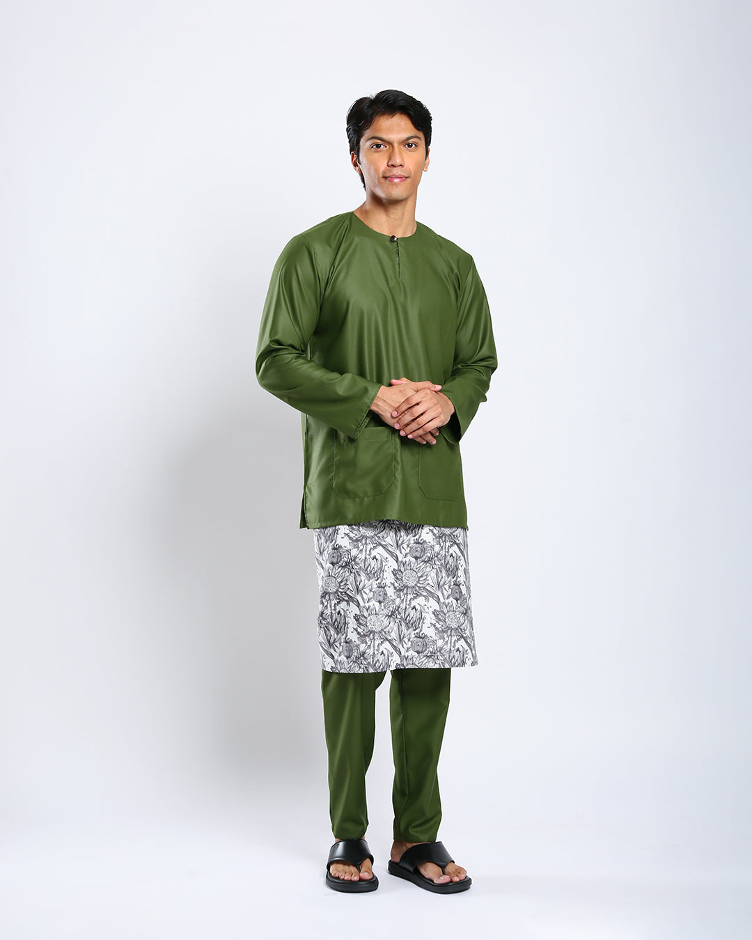 Bangsawan Baju Melayu Set Adults - OLIVE