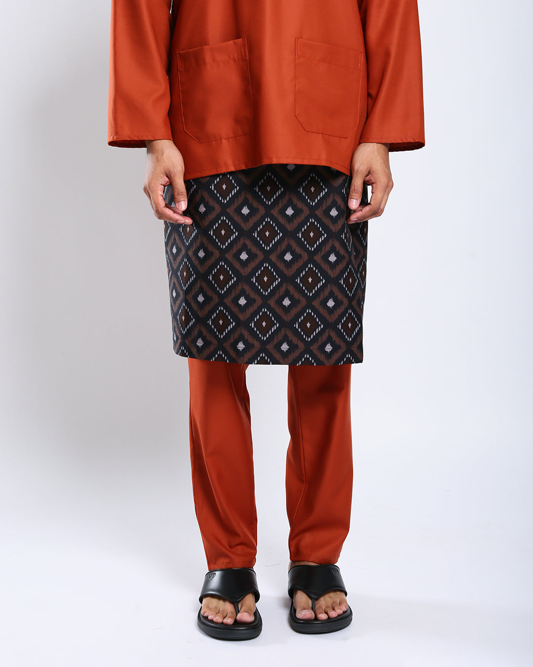 Bangsawan Baju Melayu Set Adults - BURNT ORANGE