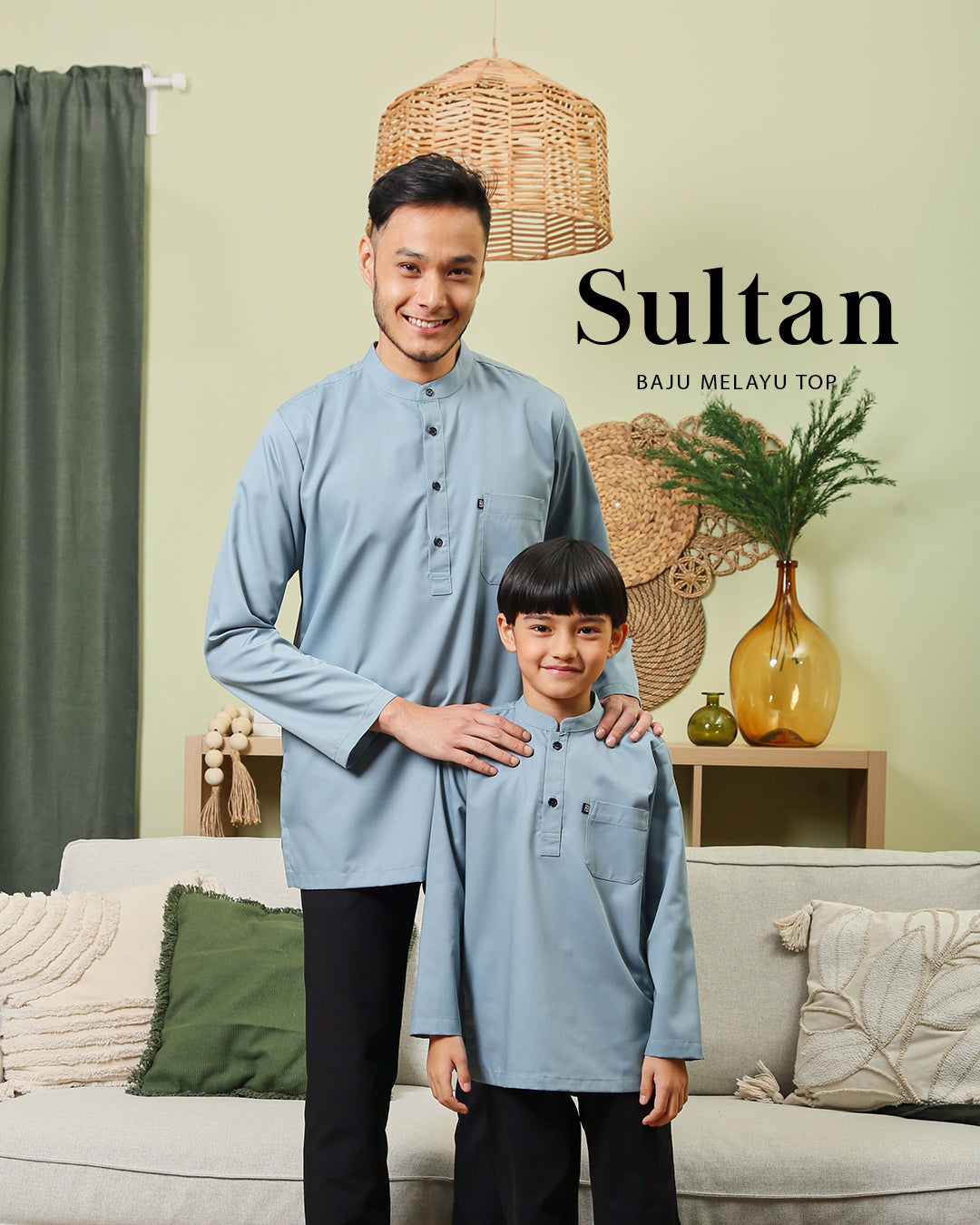 Sultan Baju Melayu Top Kids - BLACK