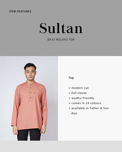 Sultan Baju Melayu Top Adults - PEACH