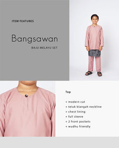 Bangsawan Baju Melayu Set Kids - DUSTY PURPLE