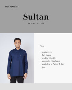 Sultan Baju Melayu Top Adults - NAVY
