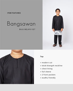 Bangsawan Baju Melayu Set Kids - BLACK