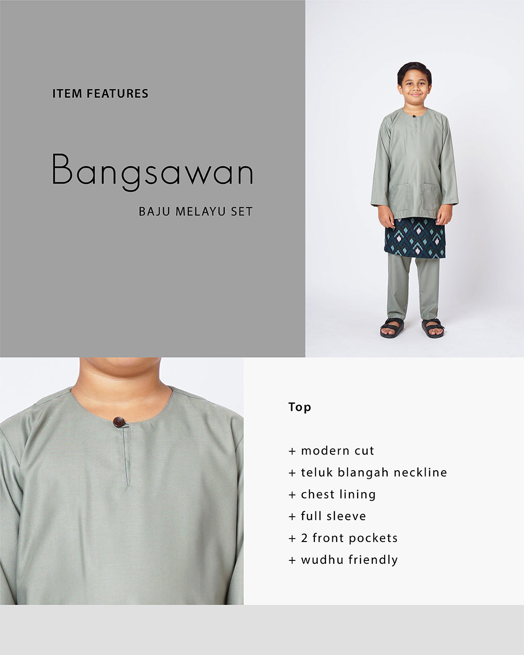 Bangsawan Baju Melayu Set Kids - SAGE