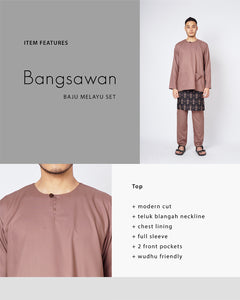 Bangsawan Baju Melayu Set Adults - BROWN